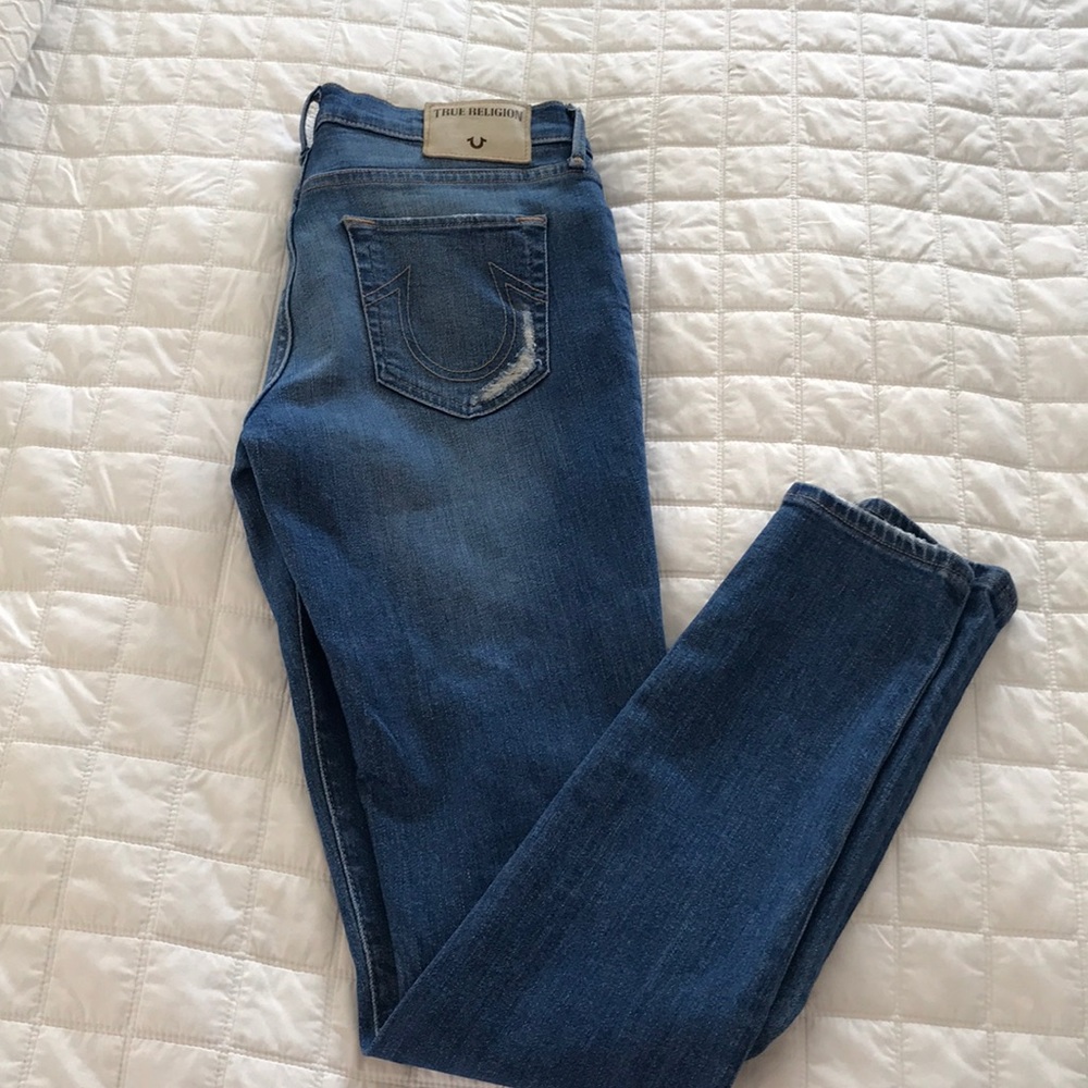Blue jean mid rise super skinny